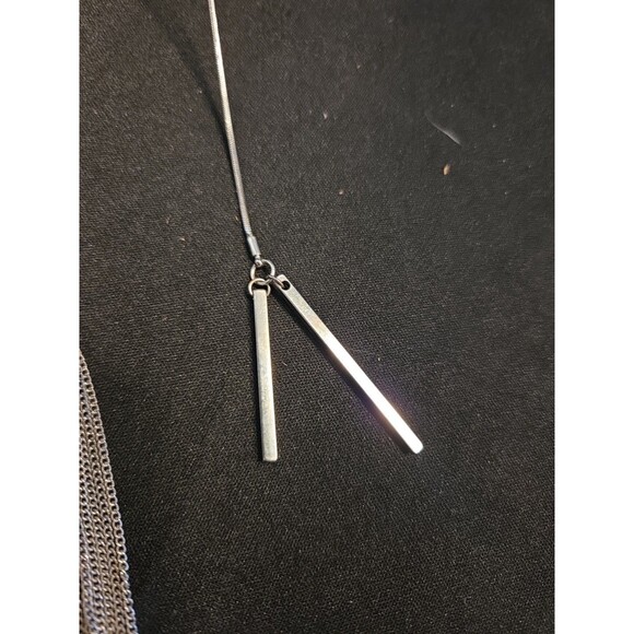 Silver Zipper Style Fully Adj Length 30" Long Necklace, 2 Long Bars & Tassel - Picture 2 of 9